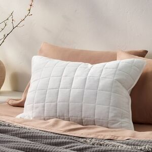 Casaluna Heavyweight Linen Blend Quitlted Pillow Sham ~ White